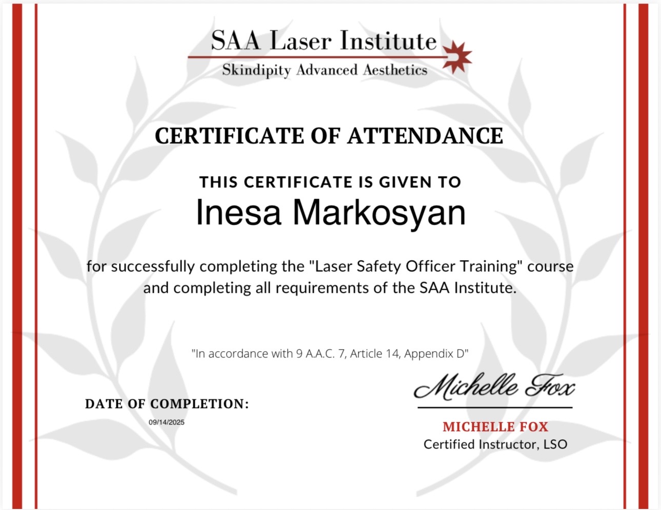 Laser Training Certification